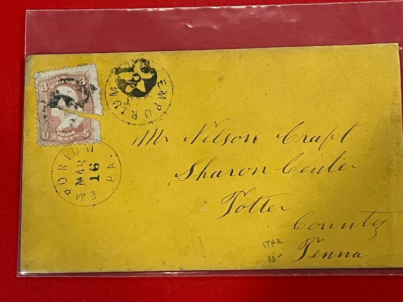 1867 3c Washington Emporium Pa. Fancy Cancel