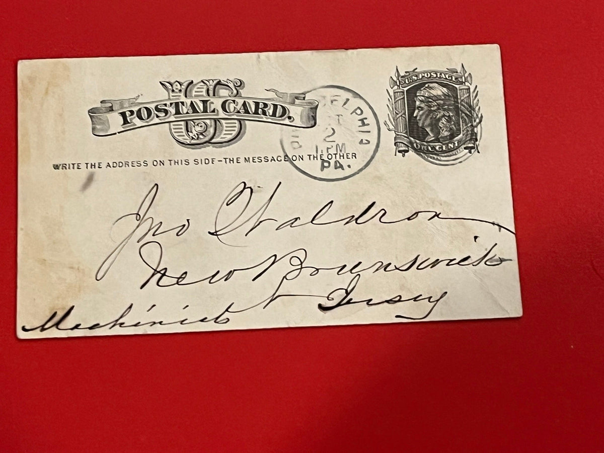 1c U.S.. Postal Card. 1881. Postmarked Philadelphia