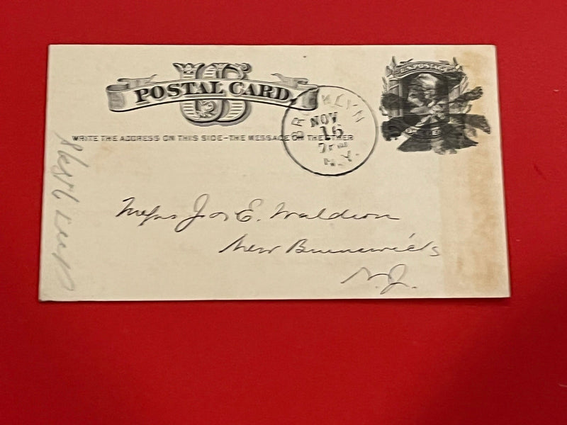 1c U.S. Postlal Card. Postmarked 1896 from Brooklyn N.Y. Fancy Cancel