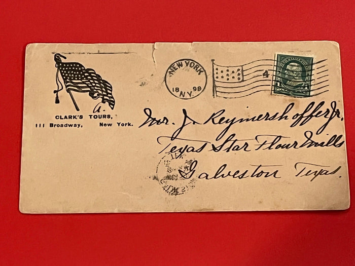 1c Franklin. "Clark's Tours" envelop. Patriotic cancel.