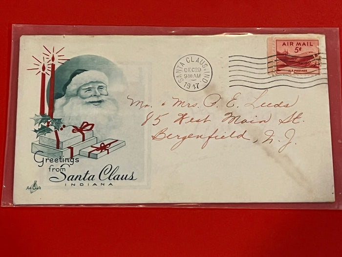 5c Air Mail. "Greetings from Santa" cover by Art Craft. . Cancelled from Santa Claus, Indiana.