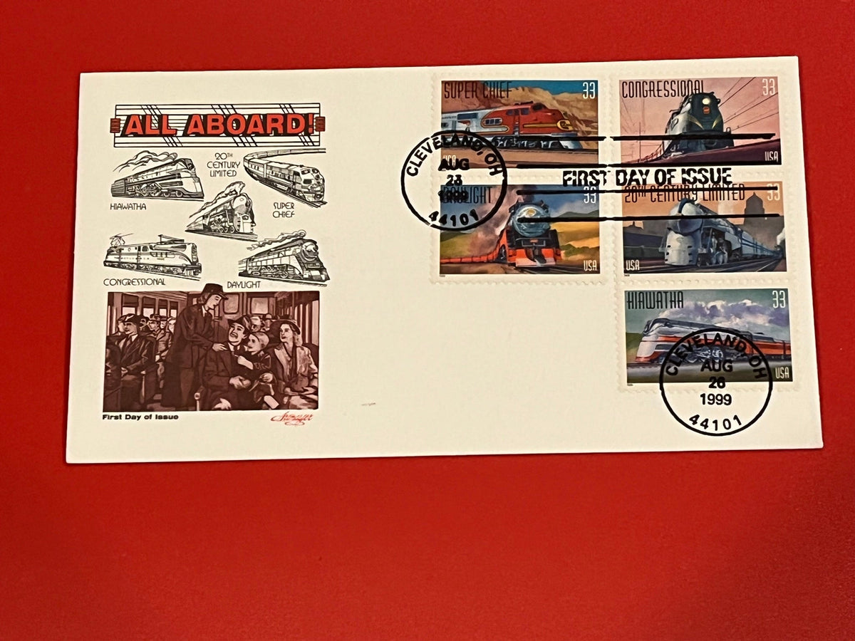 1999 Railroad Set FDC by Artmaster. Colorful.