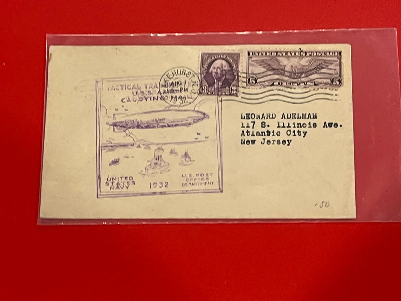 U.S.S. Akron Balloon cachet. Postmarked Lakehurst New Jersey.