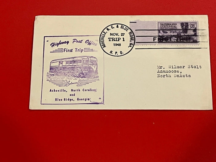 First Highway Post Office Trip -  Ashville, N.C. and Blue Ridge, Ga.