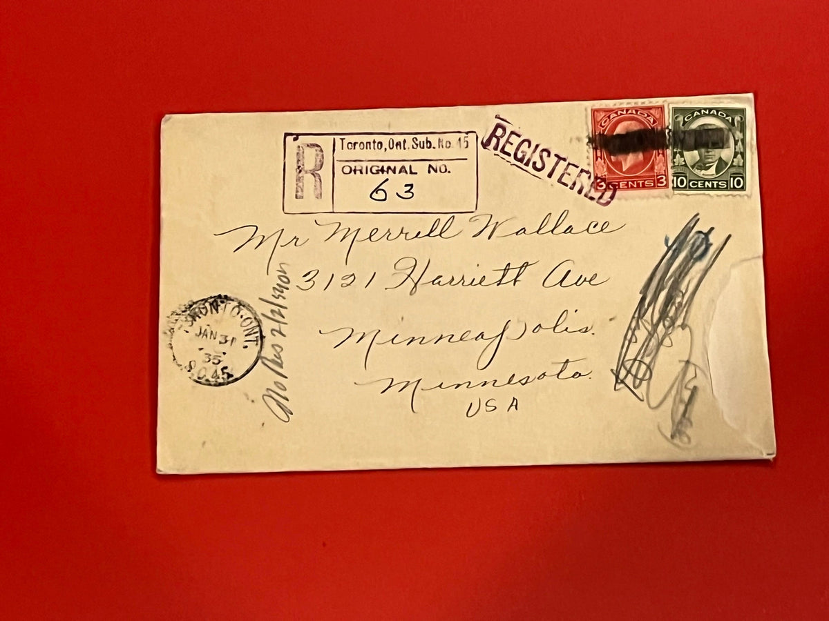 Registered Canada Mail 1935 cover