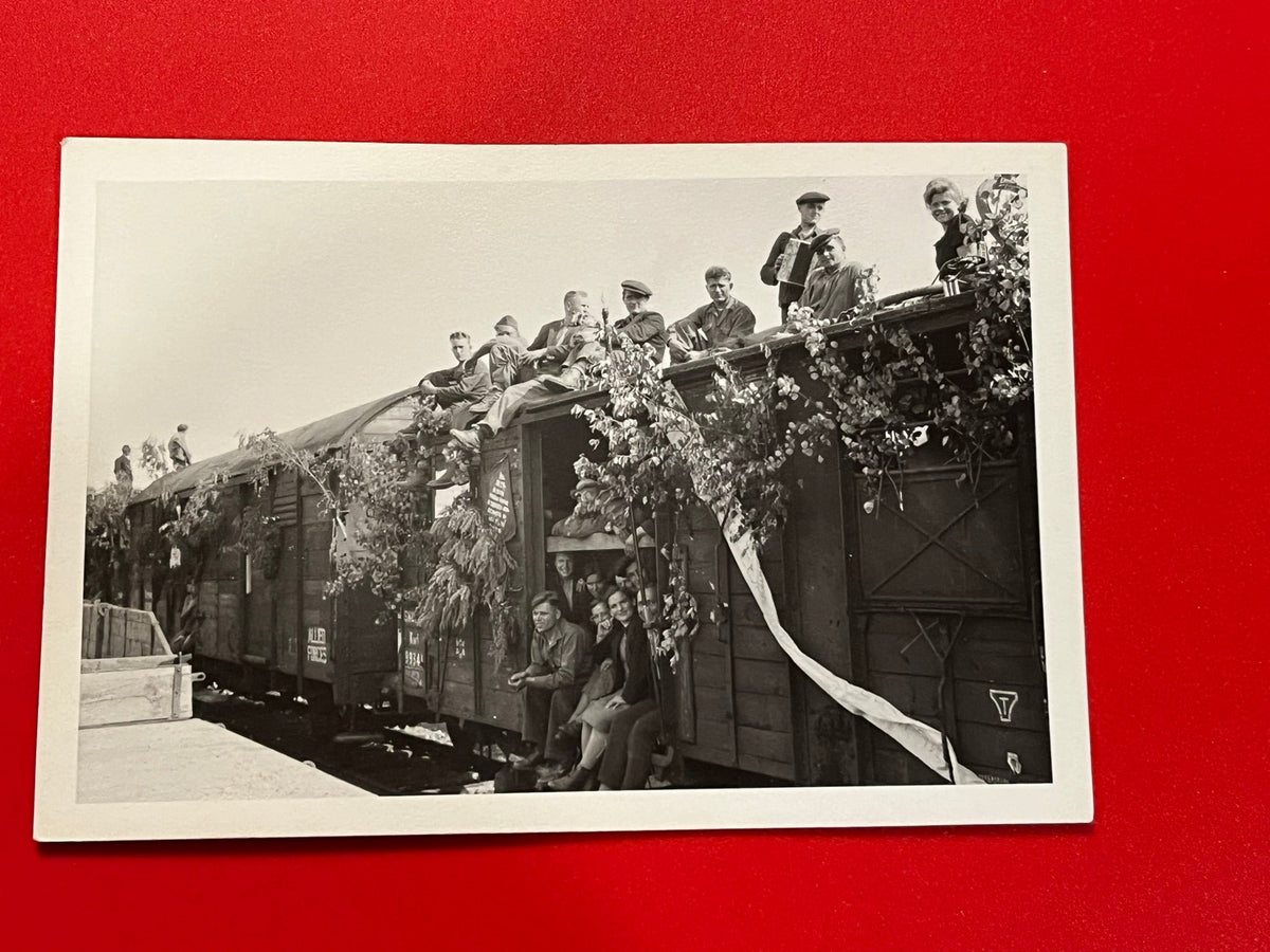 Soldiers riding home - Victory Train. WWII