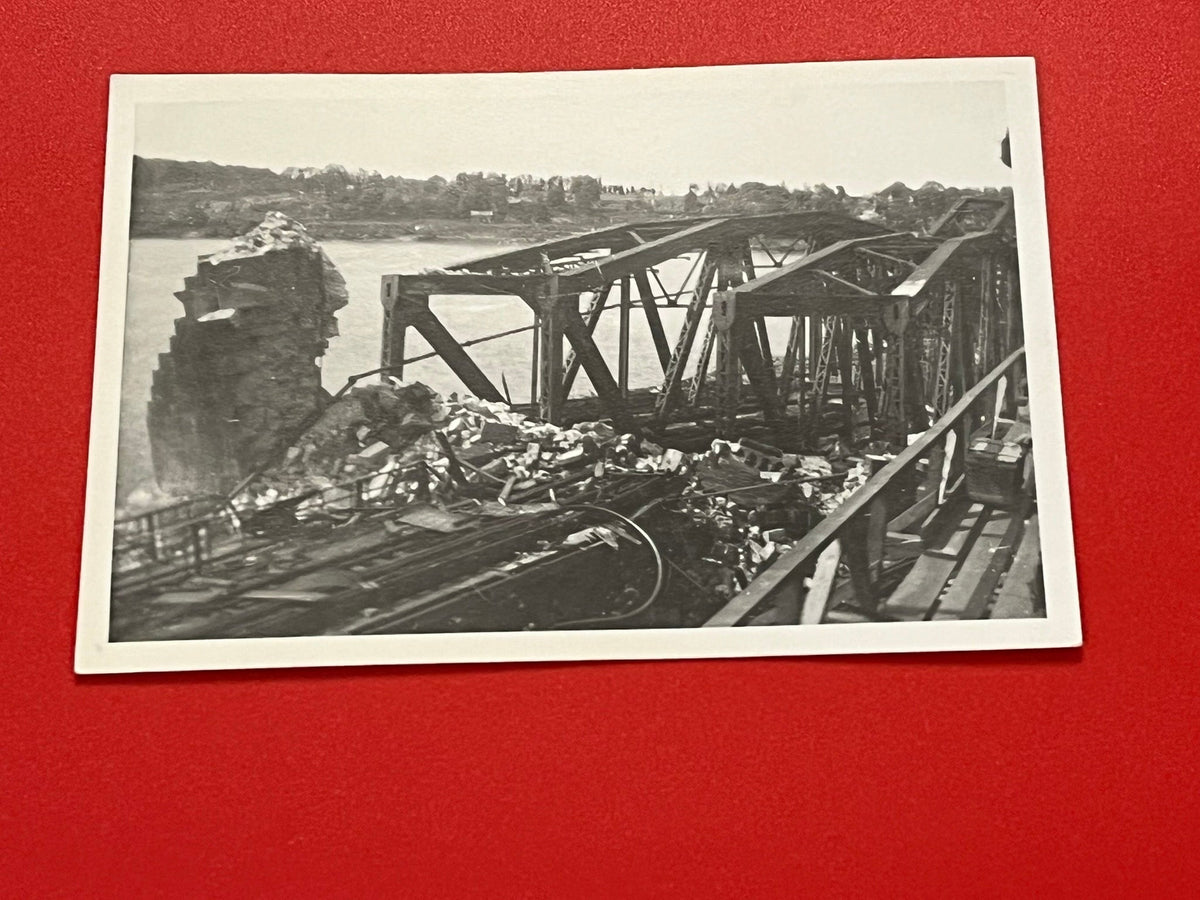 Rhine River Bridge with rubble - WWII